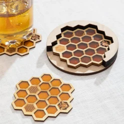 Plow & Hearth Coffee & Tea Cups|Cleaning Supplies>Honeycomb Coasters, Set of 4
