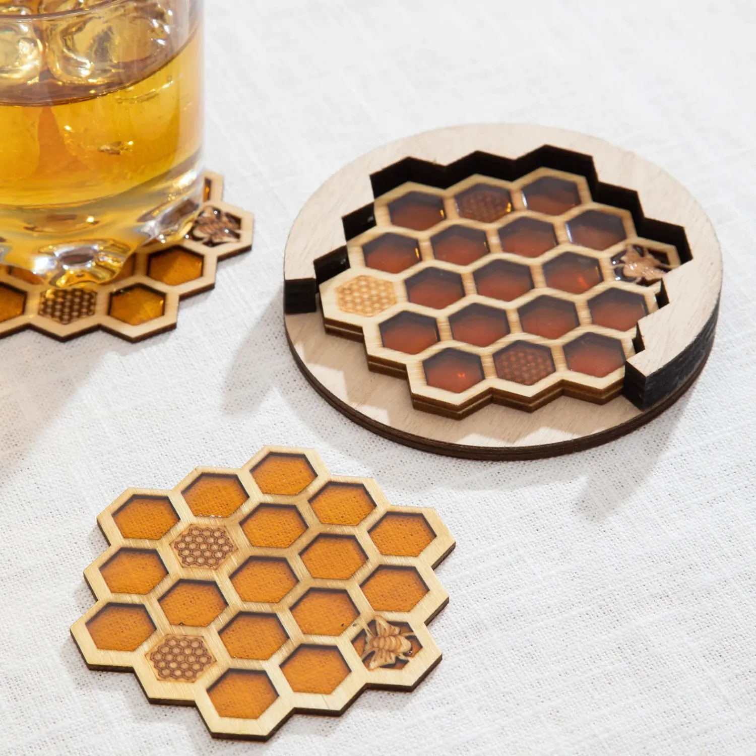 Plow & Hearth Coffee & Tea Cups|Cleaning Supplies>Honeycomb Coasters, Set of 4