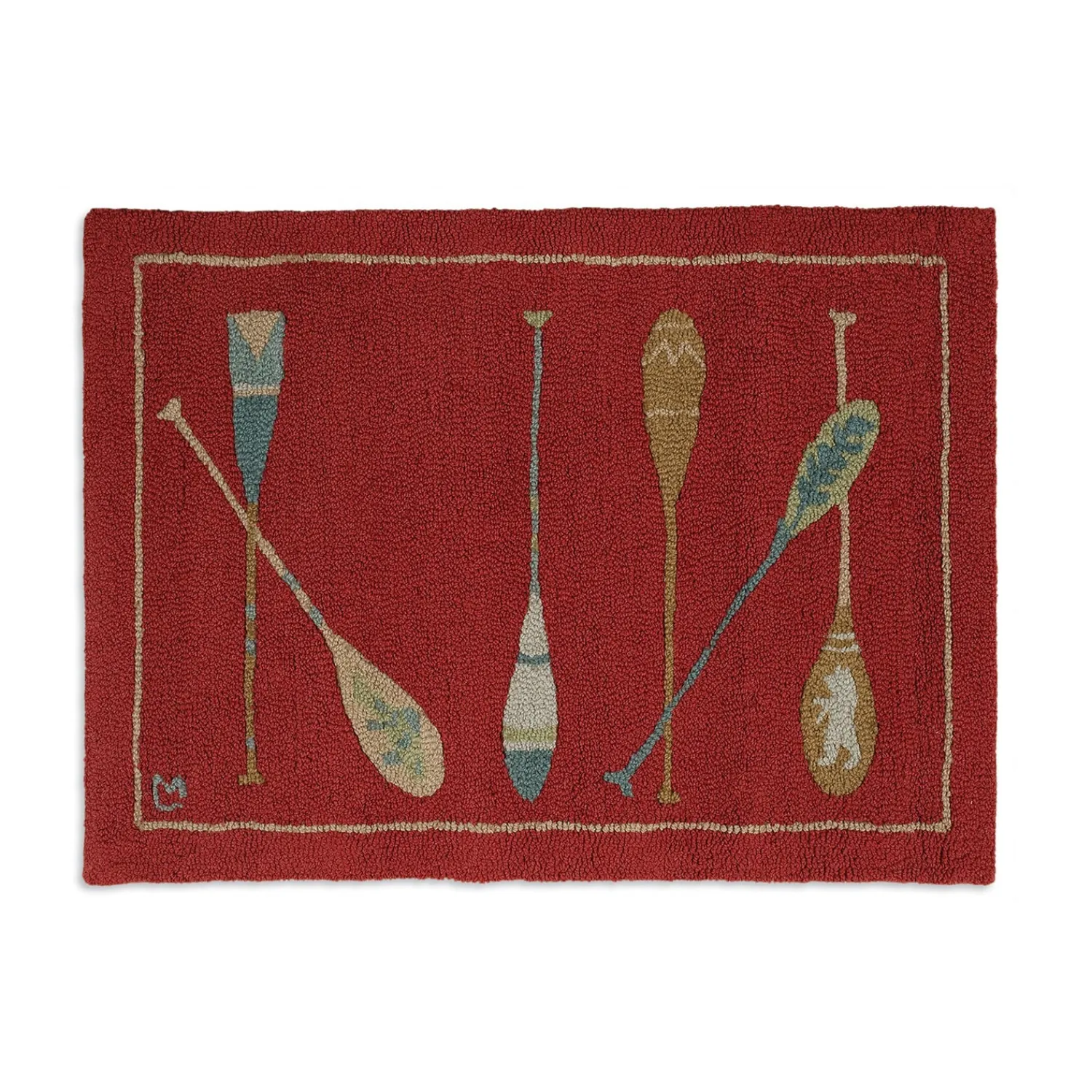 Plow & Hearth Hearth Rugs|Hearth Rugs>Hooked Wool Paddles Accent Rug Crimson