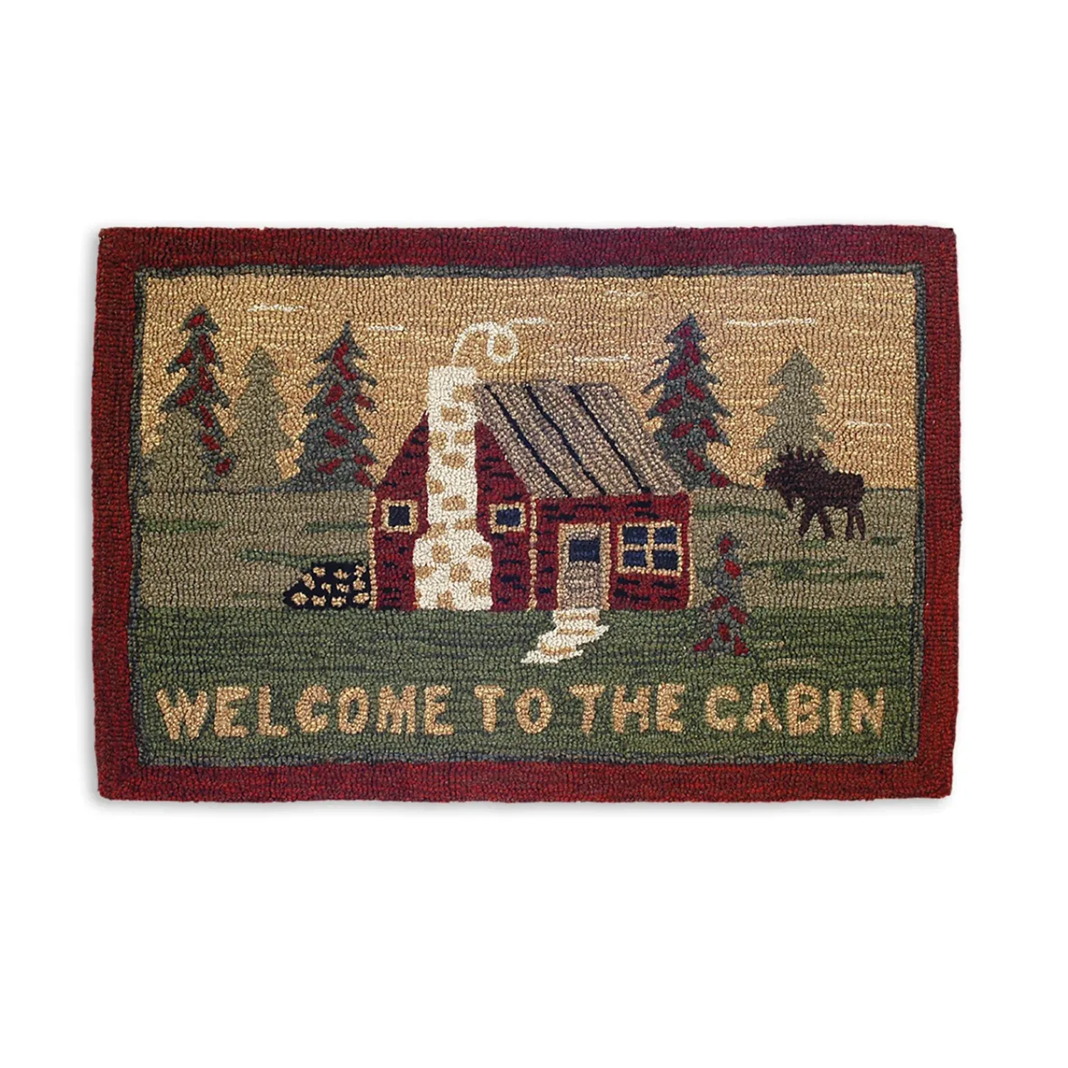 Plow & Hearth Hearth Rugs|Hearth Rugs>Hooked Wool Welcome to the Cabin Accent Rug