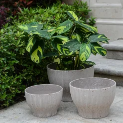 Plow & Hearth Planters & Plant Stands>Hourglass Eco-Friendly Cement Finish Planters, Set of 3