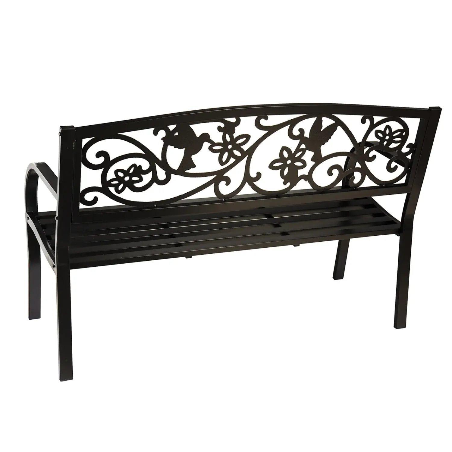 Plow & Hearth Outdoor Benches>Hummingbird Metal Garden Bench Black