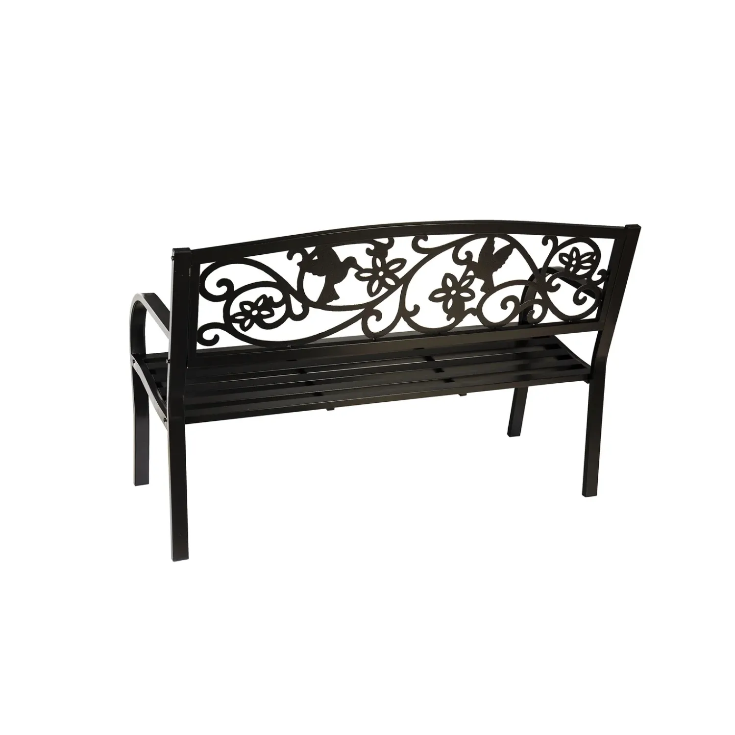 Plow & Hearth Outdoor Benches>Hummingbird Metal Garden Bench Black