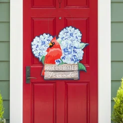 Plow & Hearth Fabric Door Hangers>Hydrangea Cardinal/ Sunflower Cardinal Double Sided Estate Door Décor