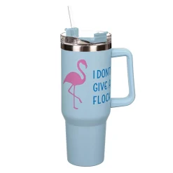 Plow & Hearth Travel Cups>I Don't Give A Flock Flamingo Canyon Cup, Double Wall Stainless Steel w/ Straw, 40oz, Gift Box