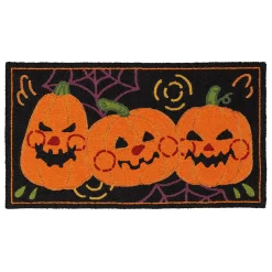 Plow & Hearth Hooked Rugs>Indoor/Outdoor Jack O'Lantern Pumpkin Hooked Polypropylene Accent Rug 24"x42"