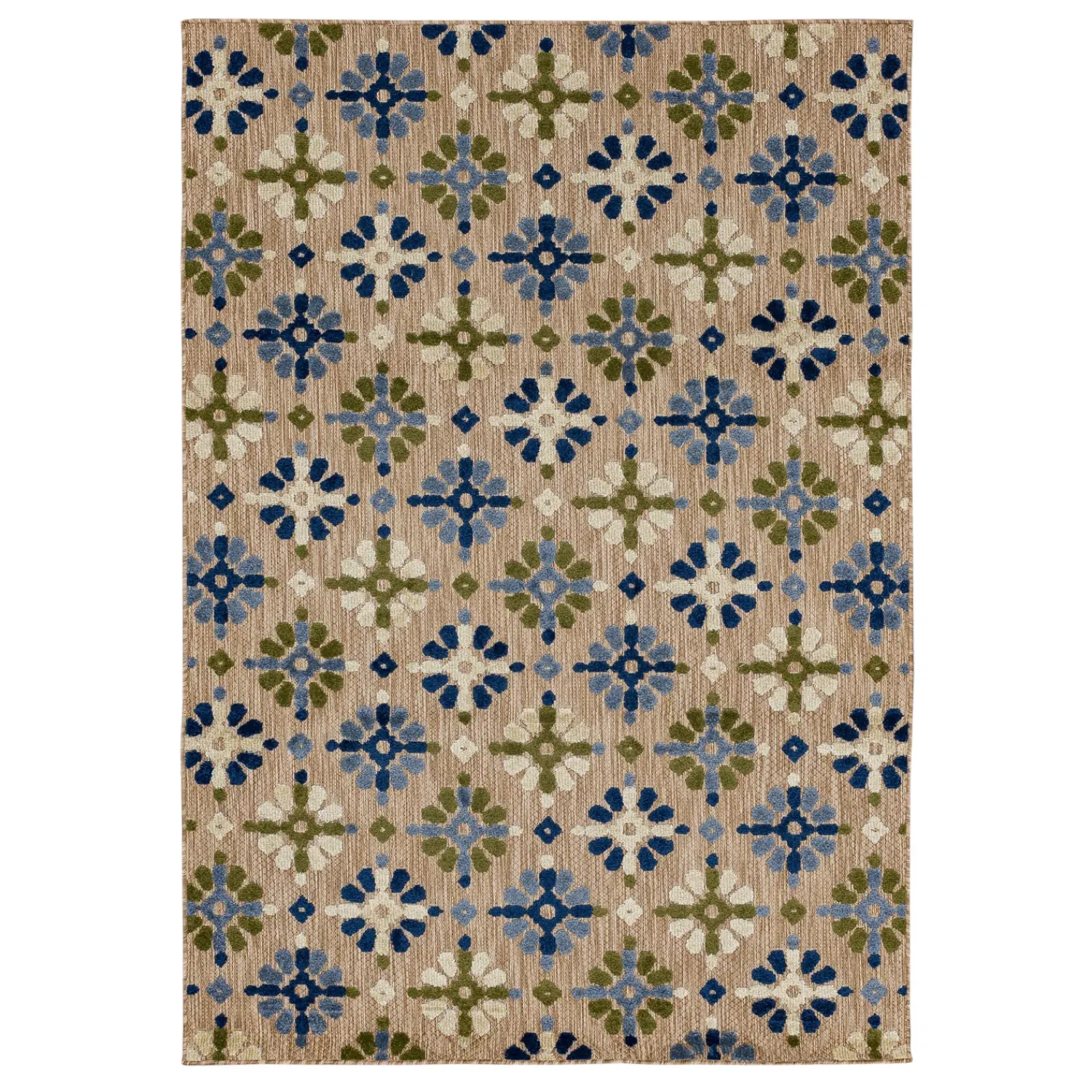 Plow & Hearth Area Rugs>Indoor/Outdoor Aruba Floral Polypropylene Rug, 6' x 9' Multi