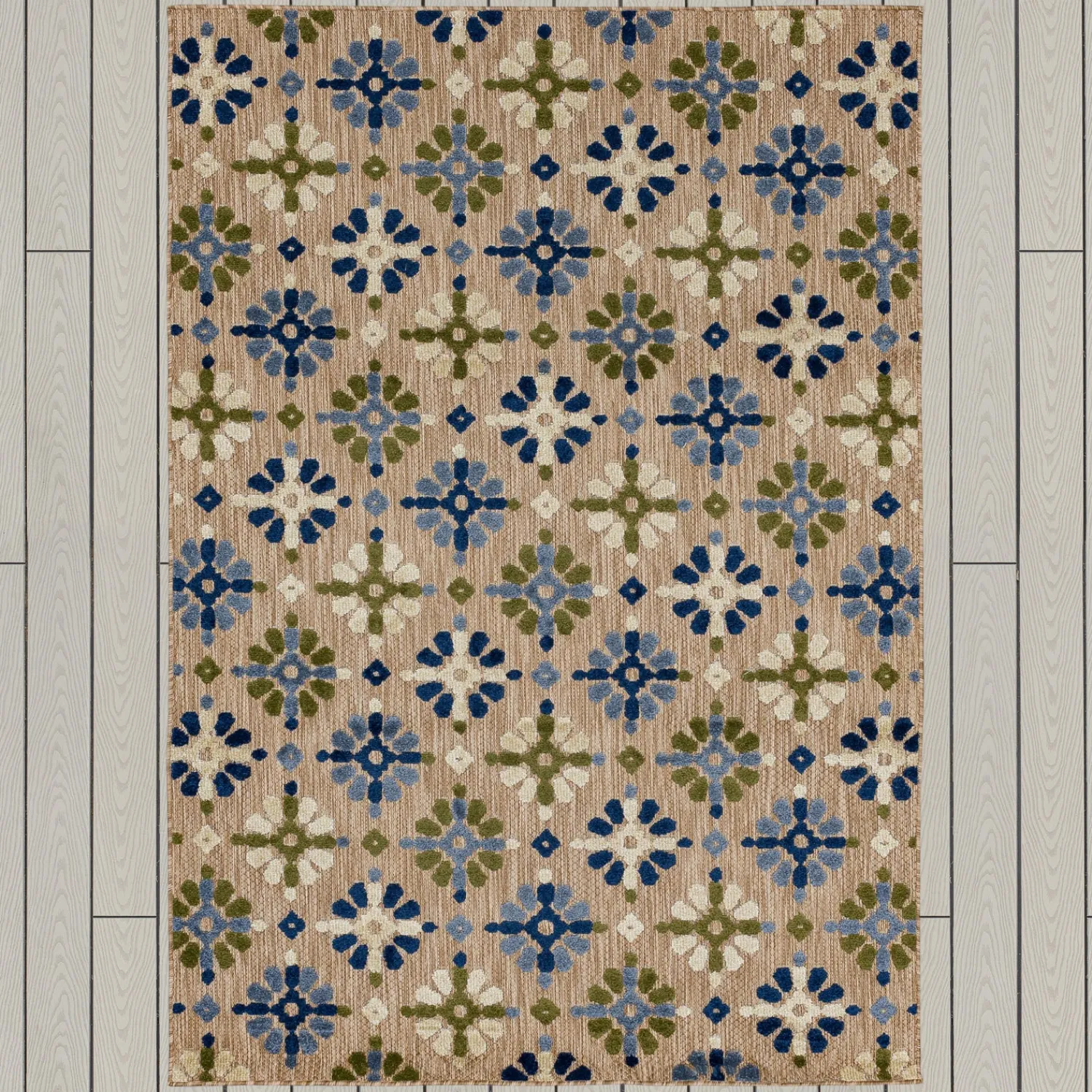 Plow & Hearth Area Rugs>Indoor/Outdoor Aruba Floral Polypropylene Rug, 9' x 12' Multi
