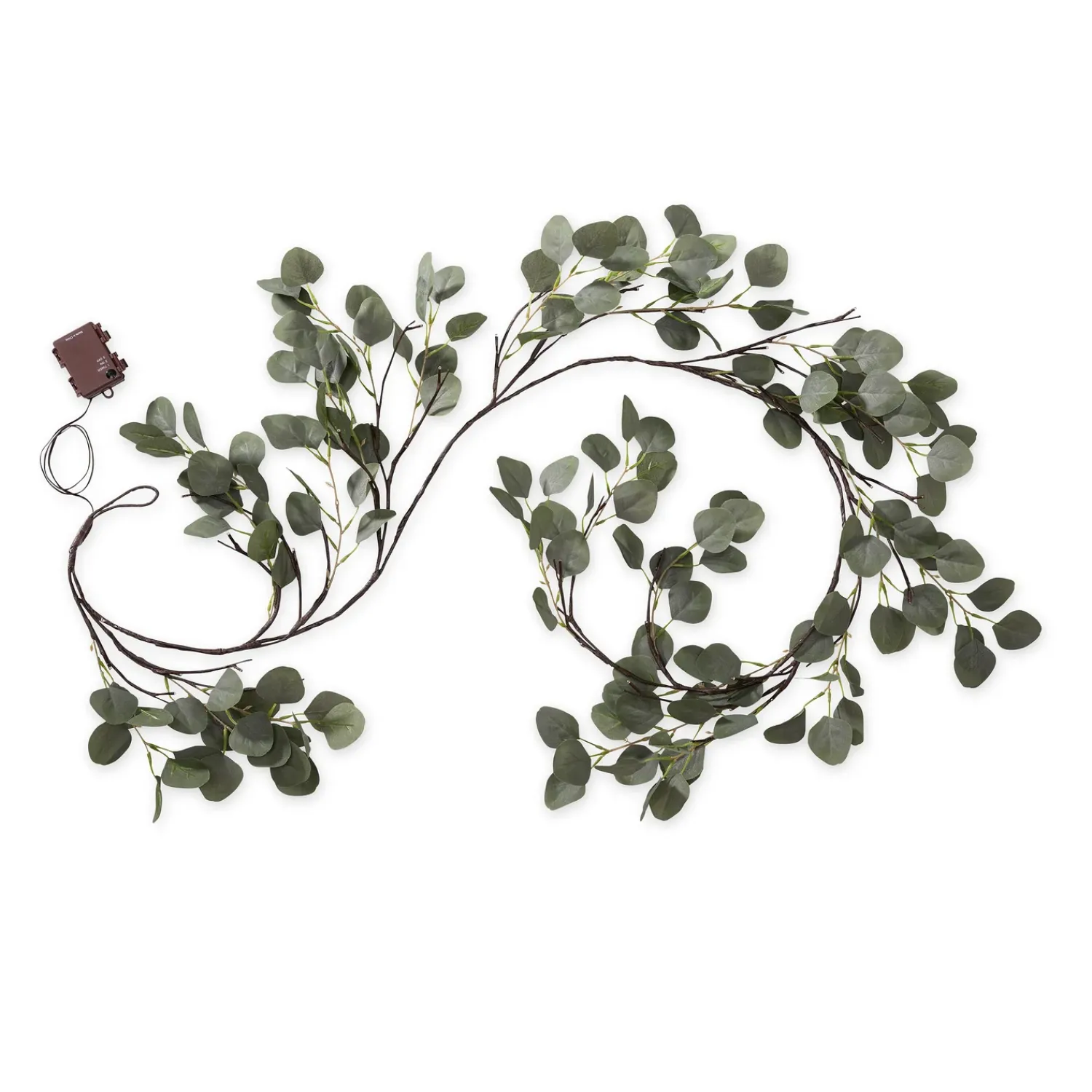 Plow & Hearth Faux Flowers & Plants|Lighted Trees & Garlands>Indoor/Outdoor Battery-Operated Lighted Eucalyptus Garland