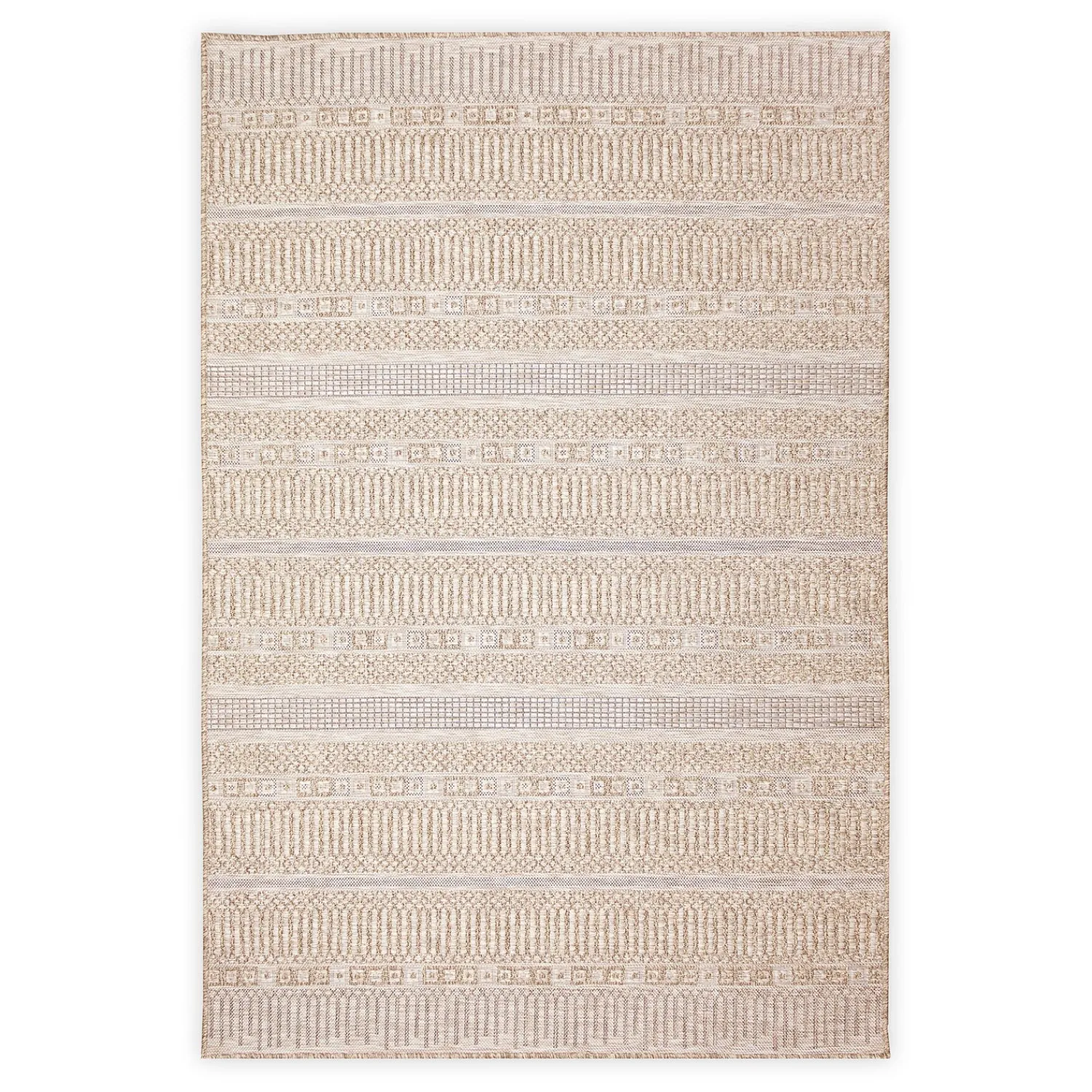 Plow & Hearth Area Rugs>Indoor/Outdoor Beachcomber Striped Rug, 5'3" x 7'3" Natural