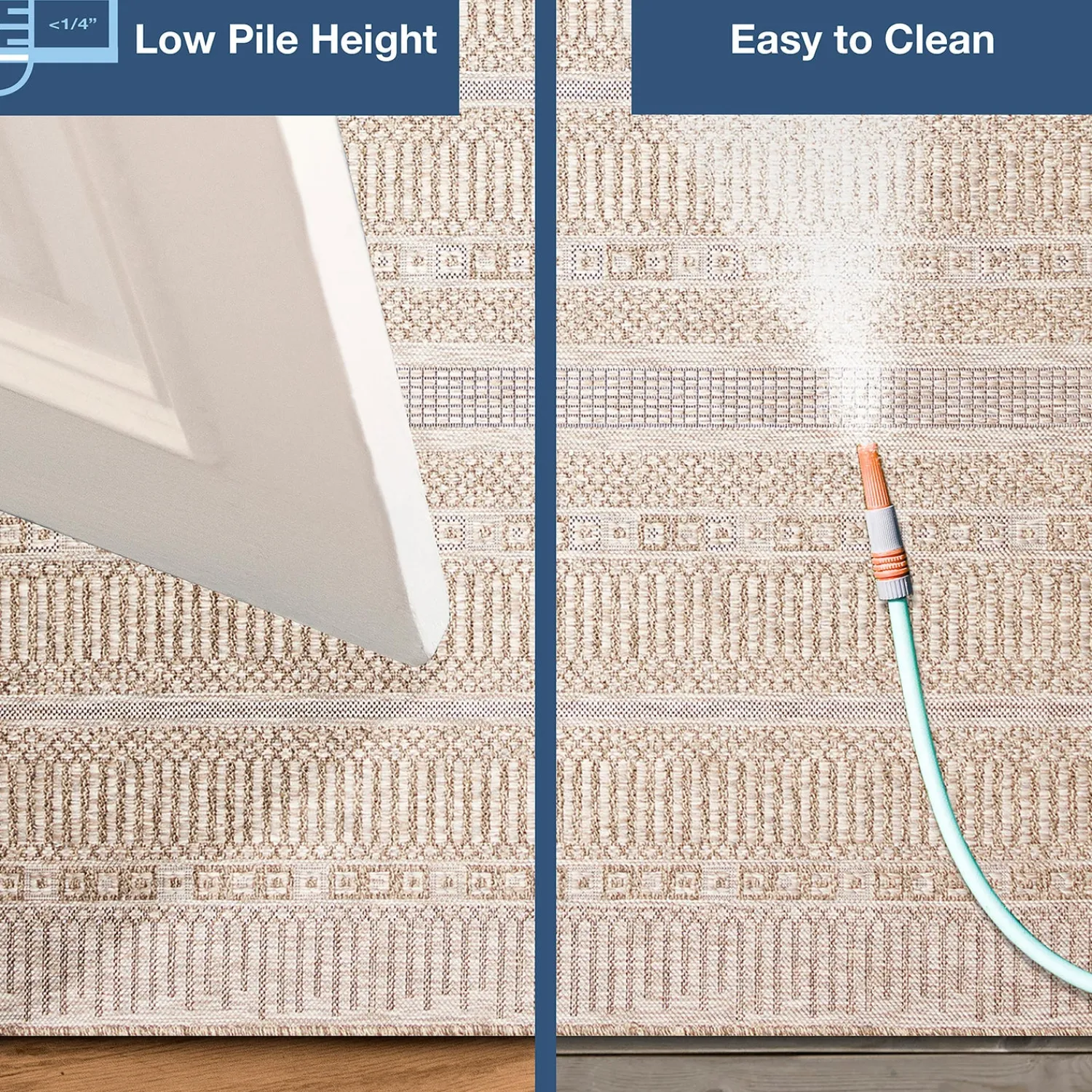 Plow & Hearth Area Rugs>Indoor/Outdoor Beachcomber Striped Rug, 7'10" x 9'10" Natural