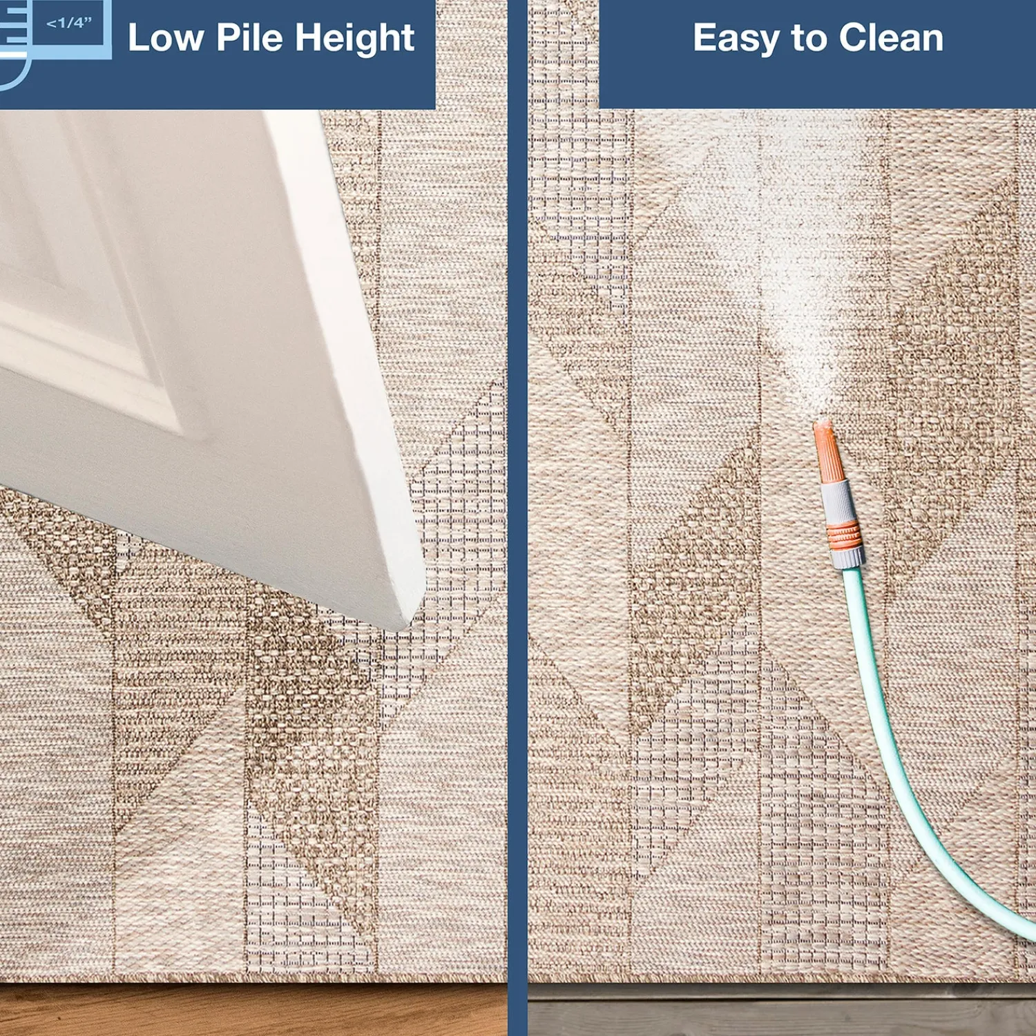 Plow & Hearth Area Rugs>Indoor/Outdoor Beachcomber Angles Rug, 5'3" x 7'3" Natural