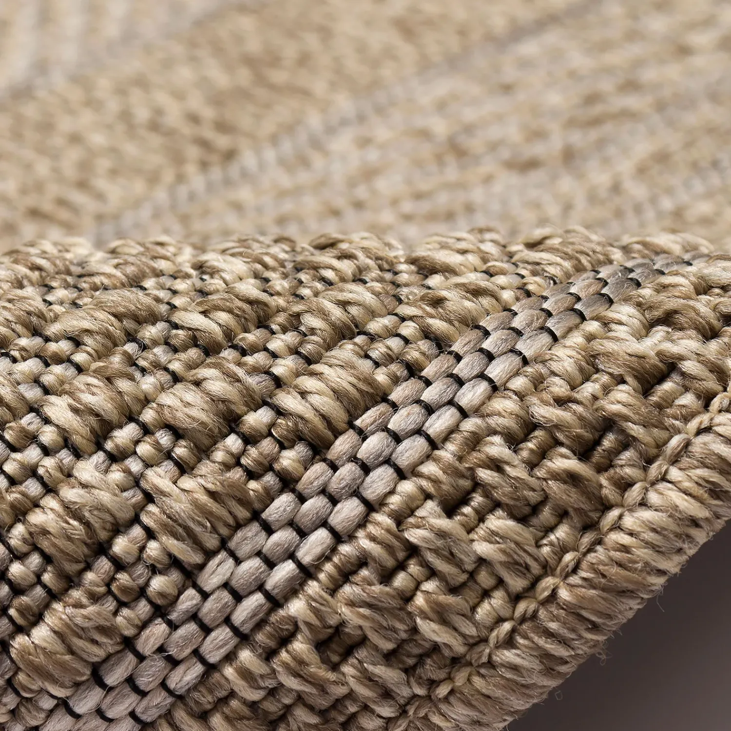 Plow & Hearth Area Rugs>Indoor/Outdoor Beachcomber Border Rug, 5'3" x 7'3" Natural