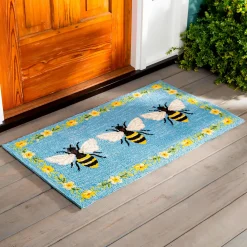 Plow & Hearth Hooked Rugs>Indoor/Outdoor Bee Hooked Polypropylene Accent Rug