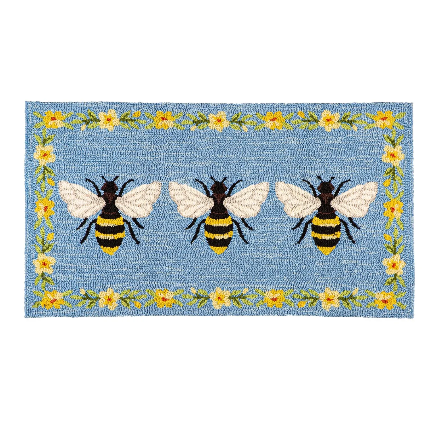 Plow & Hearth Hooked Rugs>Indoor/Outdoor Bee Hooked Polypropylene Accent Rug