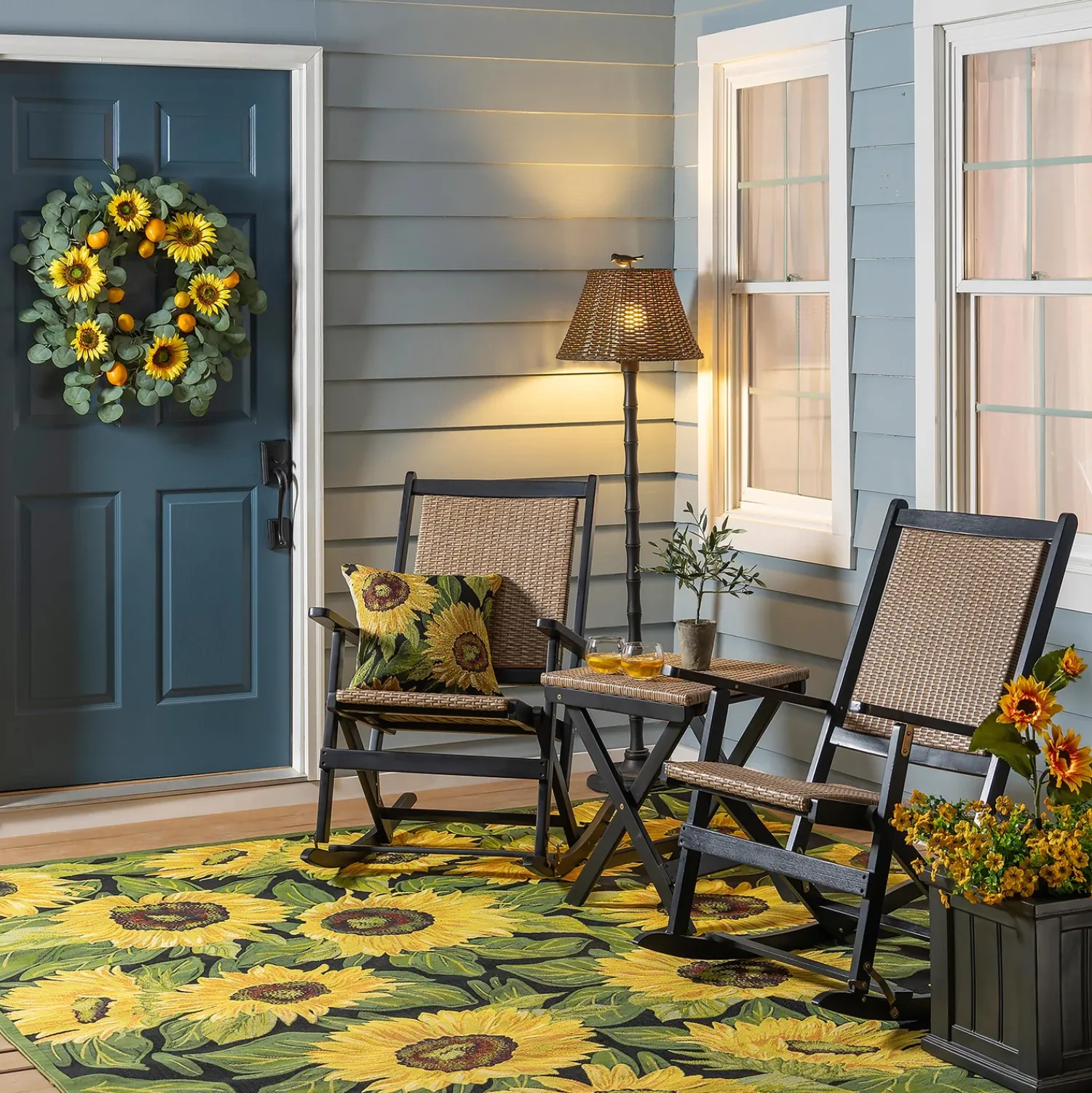 Plow & Hearth Area Rugs>Indoor/Outdoor Sunflower Polypropylene Rug, 7'10" x 9'10" Black