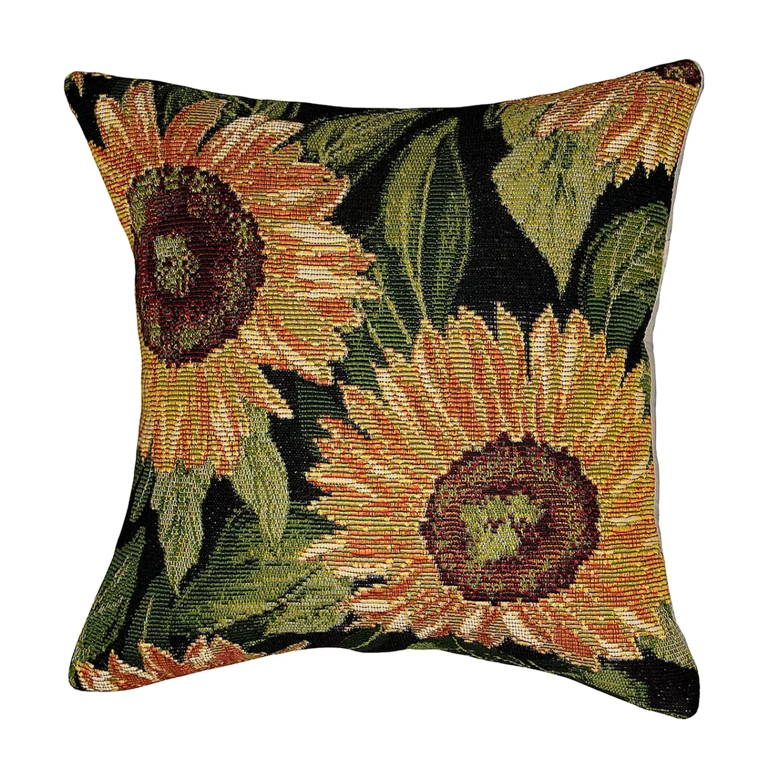 Plow & Hearth Decorative Pillows>Indoor/Outdoor Sunflower Polypropylene Throw Pillow Black