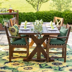 Plow & Hearth Area Rugs>Indoor/Outdoor Black Sunflower Polypropylene Rug, 39" x 59"