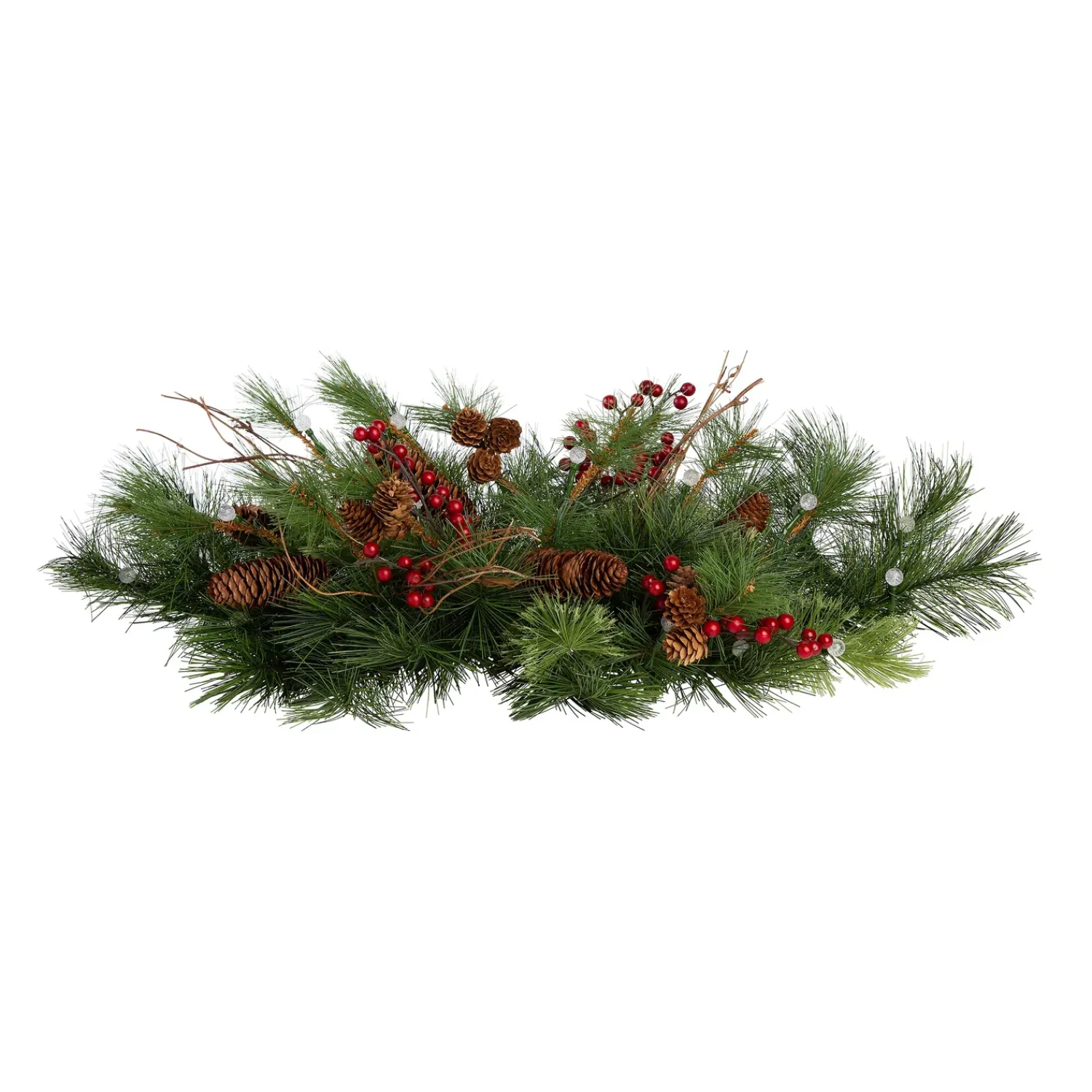 Plow & Hearth Faux Flowers & Plants|Lighted Trees & Garlands>Indoor/Outdoor Blue Ridge Window Swag with Battery-Operated Dual-Function Lights