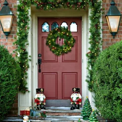Plow & Hearth Wreaths>Indoor/Outdoor Blue Ridge Wreath with Battery-Operated Dual-Function Lights, 24" dia.