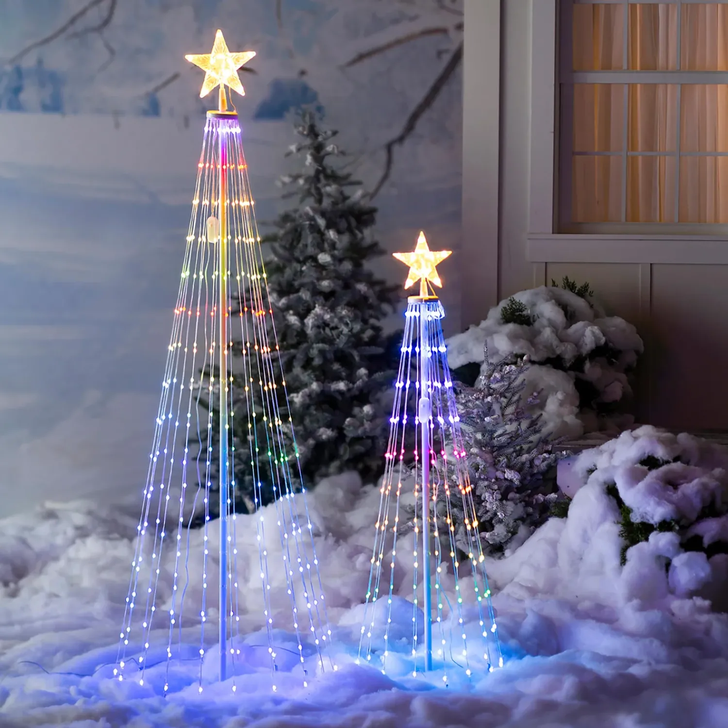 Plow & Hearth Lighted Trees & Garlands>Indoor/Outdoor Christmas Tree Cone with Multicolor Lights, Tall