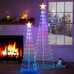 Plow & Hearth Lighted Trees & Garlands>Indoor/Outdoor Christmas Tree Cone with Multicolor Lights, Tall