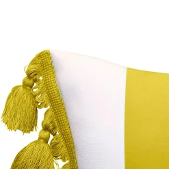 Plow & Hearth Outdoor Throw Pillows|Decorative Pillows>Indoor/Outdoor Colorblock Tassel Lumbar Pillow Citron