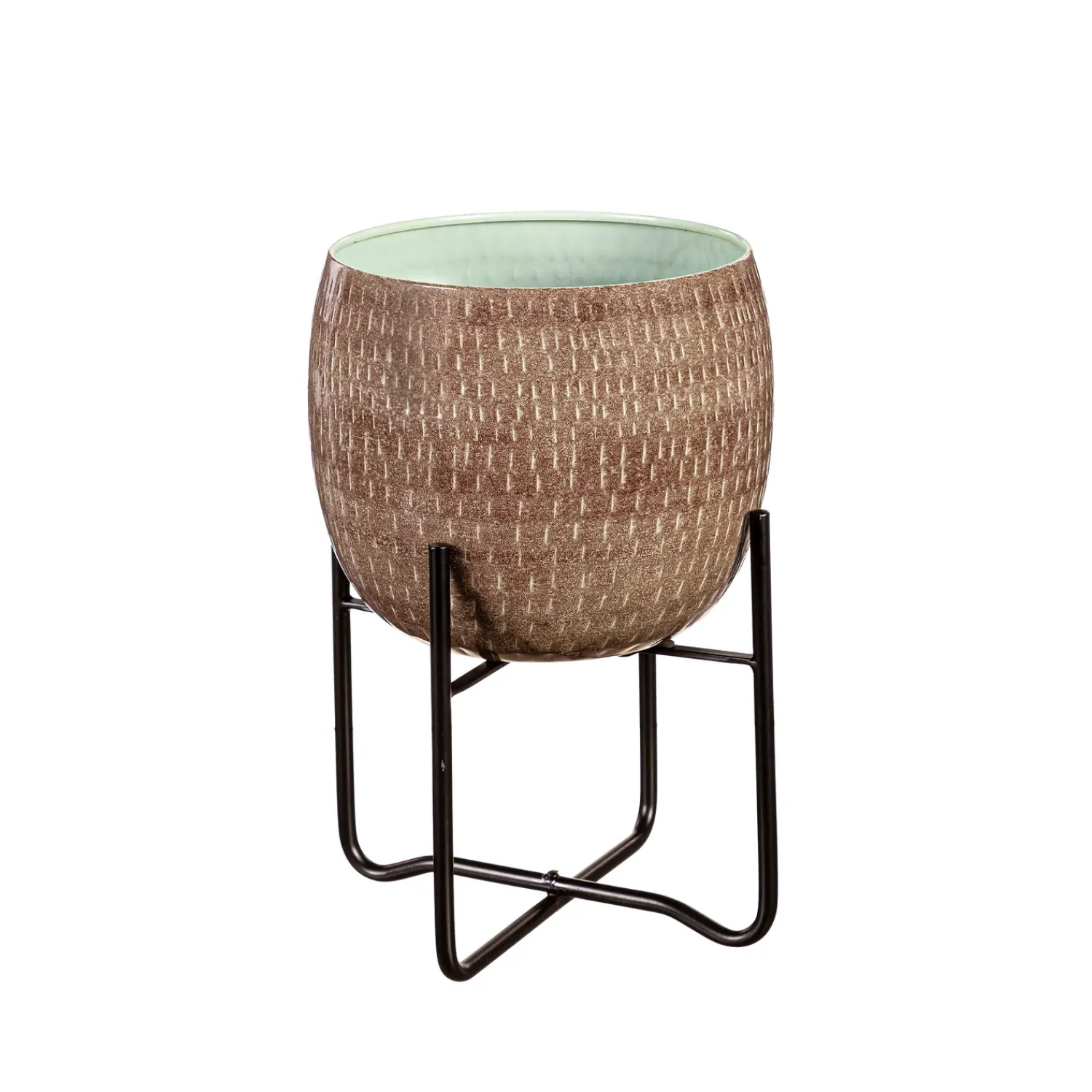 Plow & Hearth Planters & Plant Stands>Indoor/Outdoor Distressed Green and Brown Planters, Set of 2