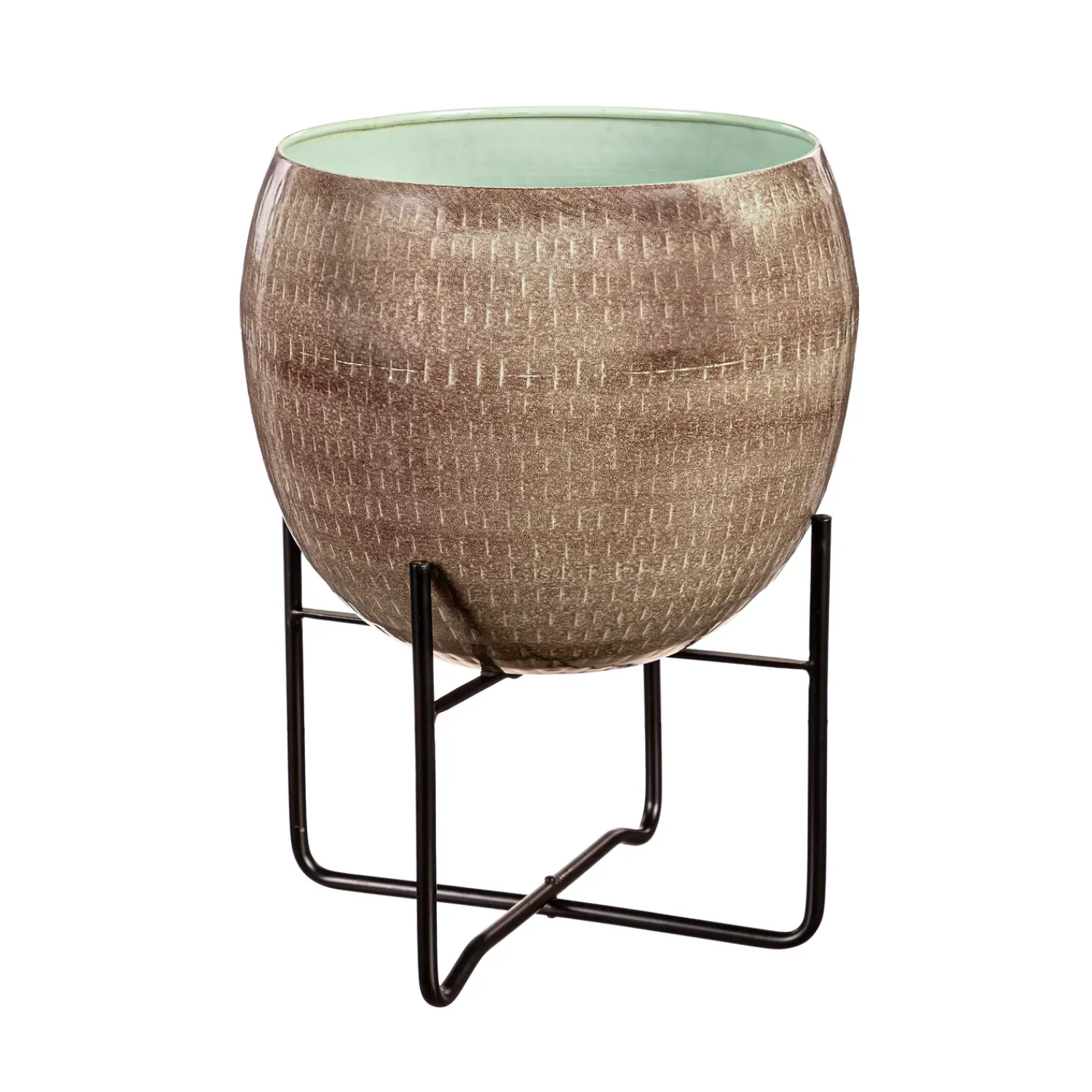 Plow & Hearth Planters & Plant Stands>Indoor/Outdoor Distressed Green and Brown Planters, Set of 2