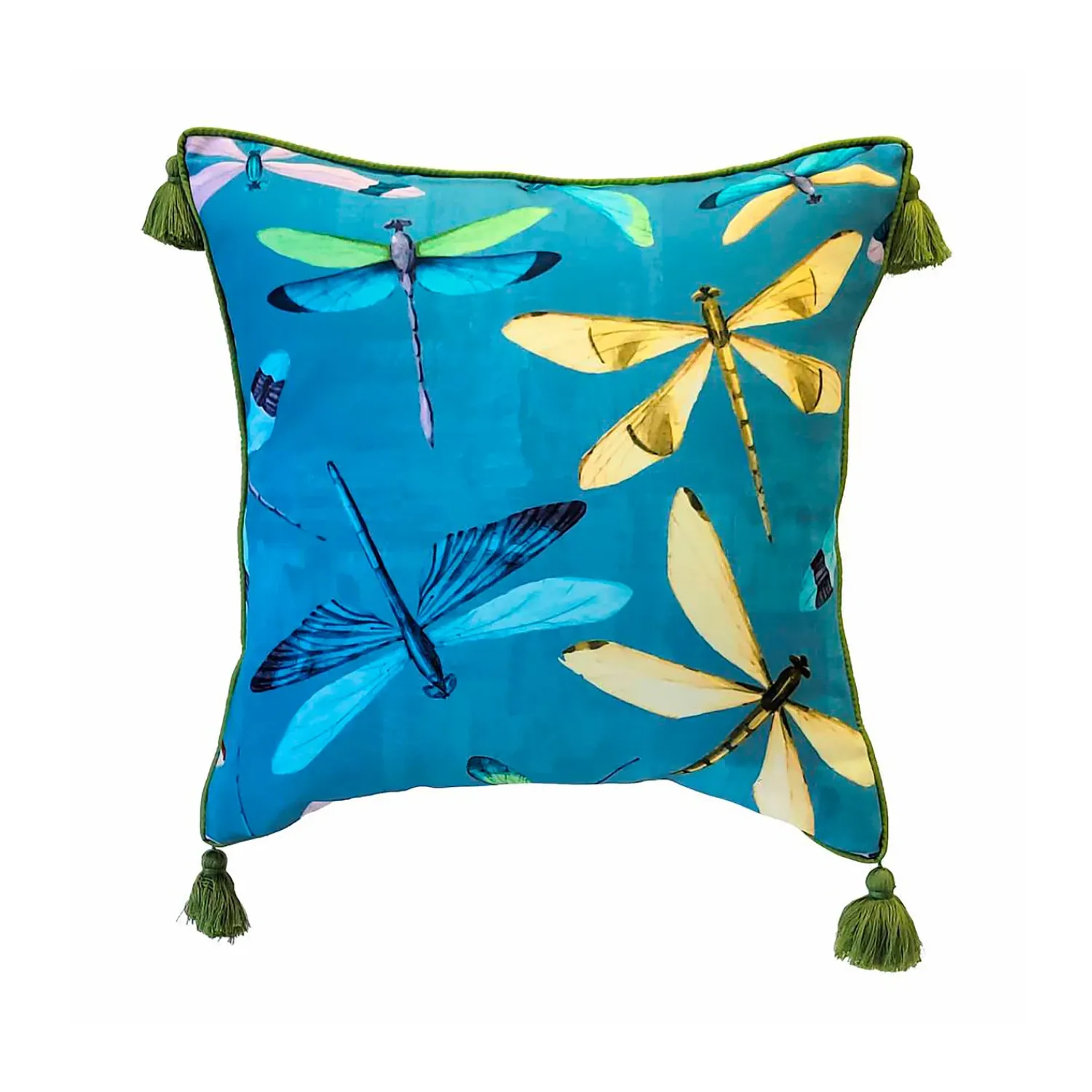 Plow & Hearth Decorative Pillows>Indoor/Outdoor Dragonfly Throw Pillow with Tassels