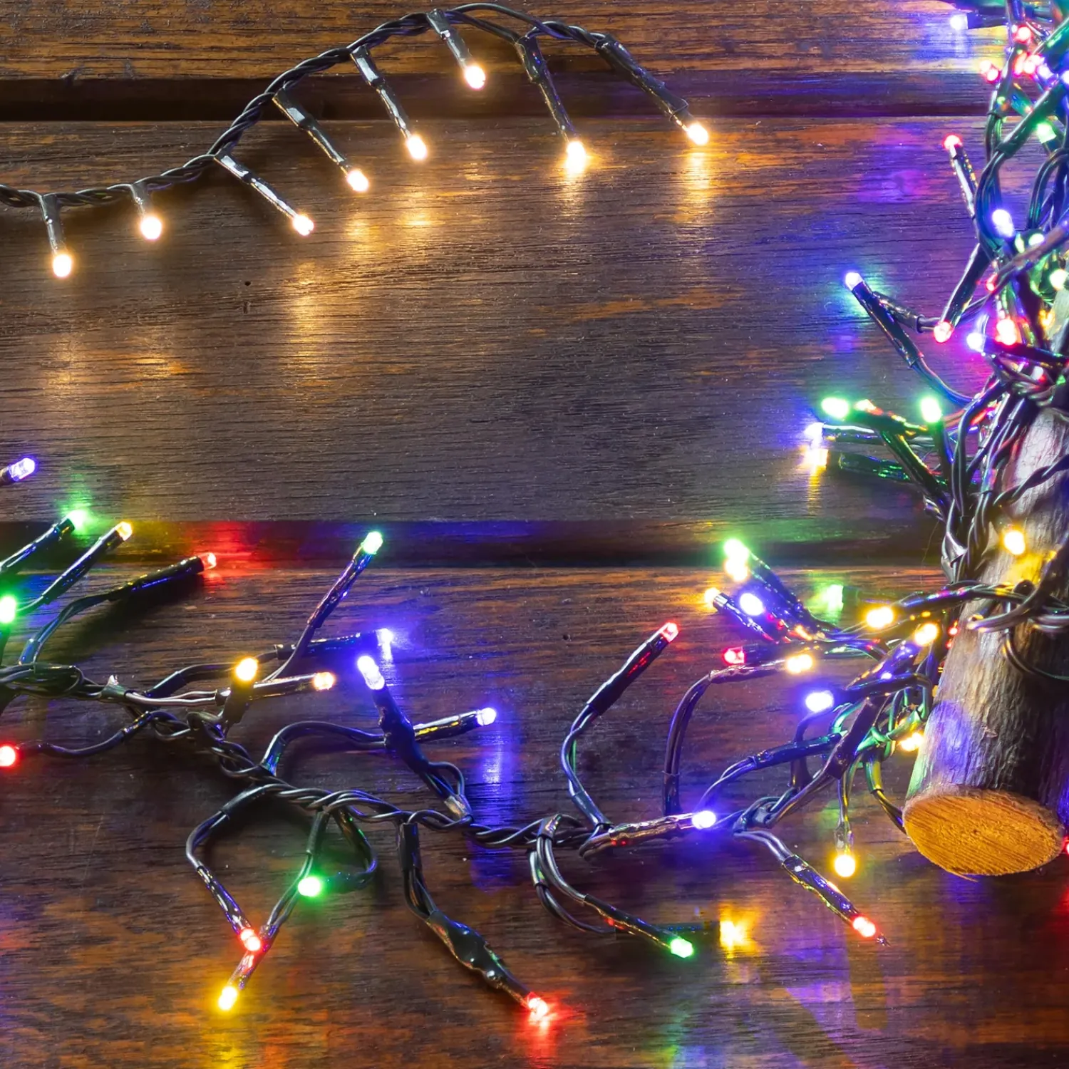 Plow & Hearth String Lights>Indoor/Outdoor Electric Cluster Lights with 1128 Multi-Color LEDs; 32'L