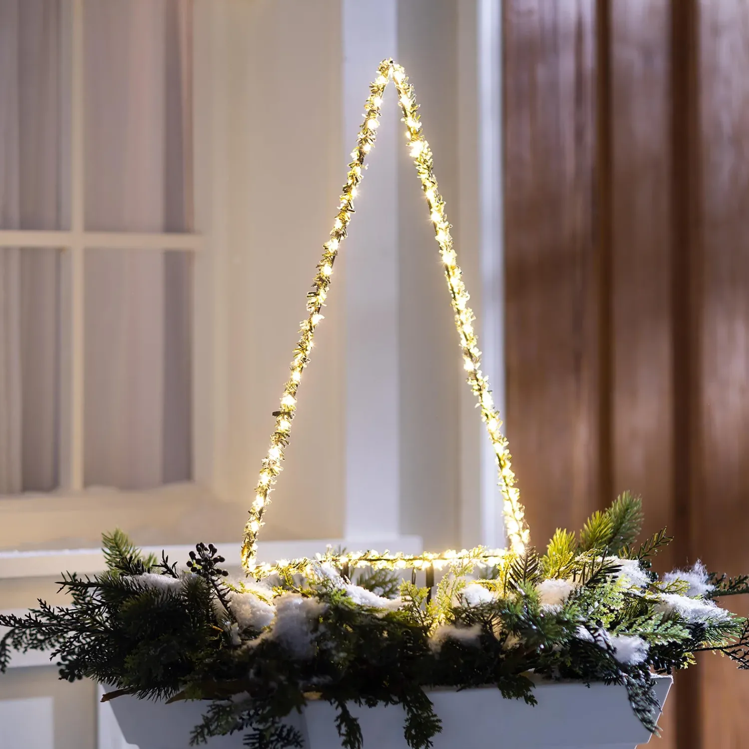 Plow & Hearth Garden Stakes|Lighted Garden Decorations>Indoor/Outdoor Electric Lighted 18"H Frosted Greens Holiday Tree