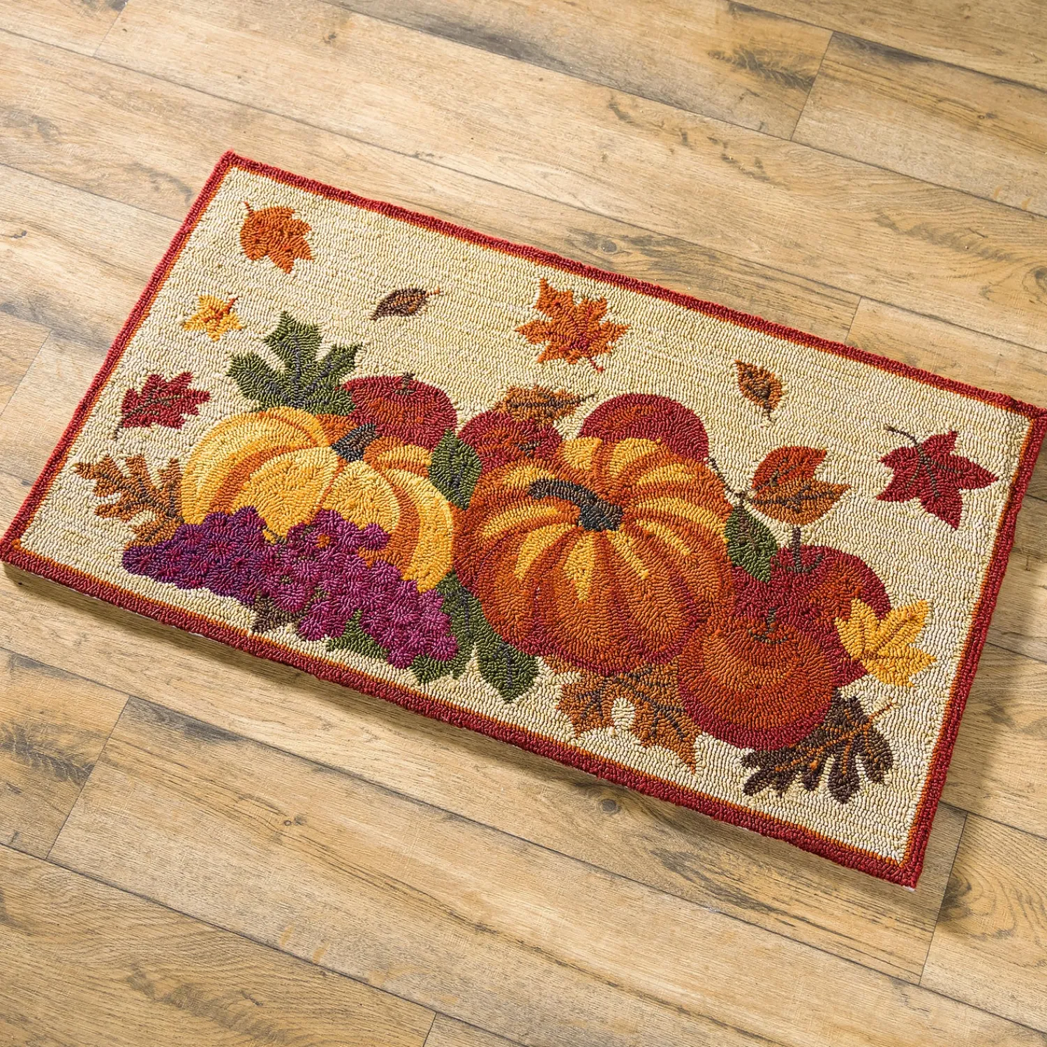 Plow & Hearth Hooked Rugs>Indoor/Outdoor Fall Bounty Hooked Polypropylene Accent Rug