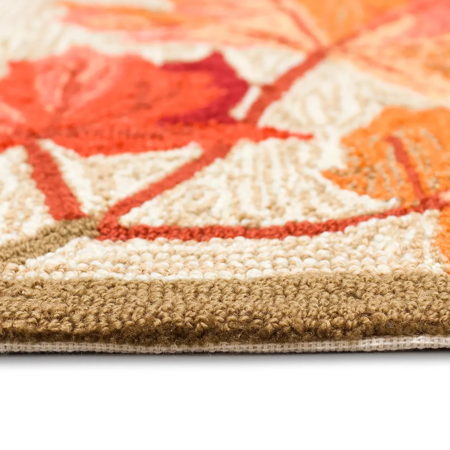 Plow & Hearth Area Rugs>Indoor/Outdoor Falling Leaves Border Rug, 3'6" x 5'6"