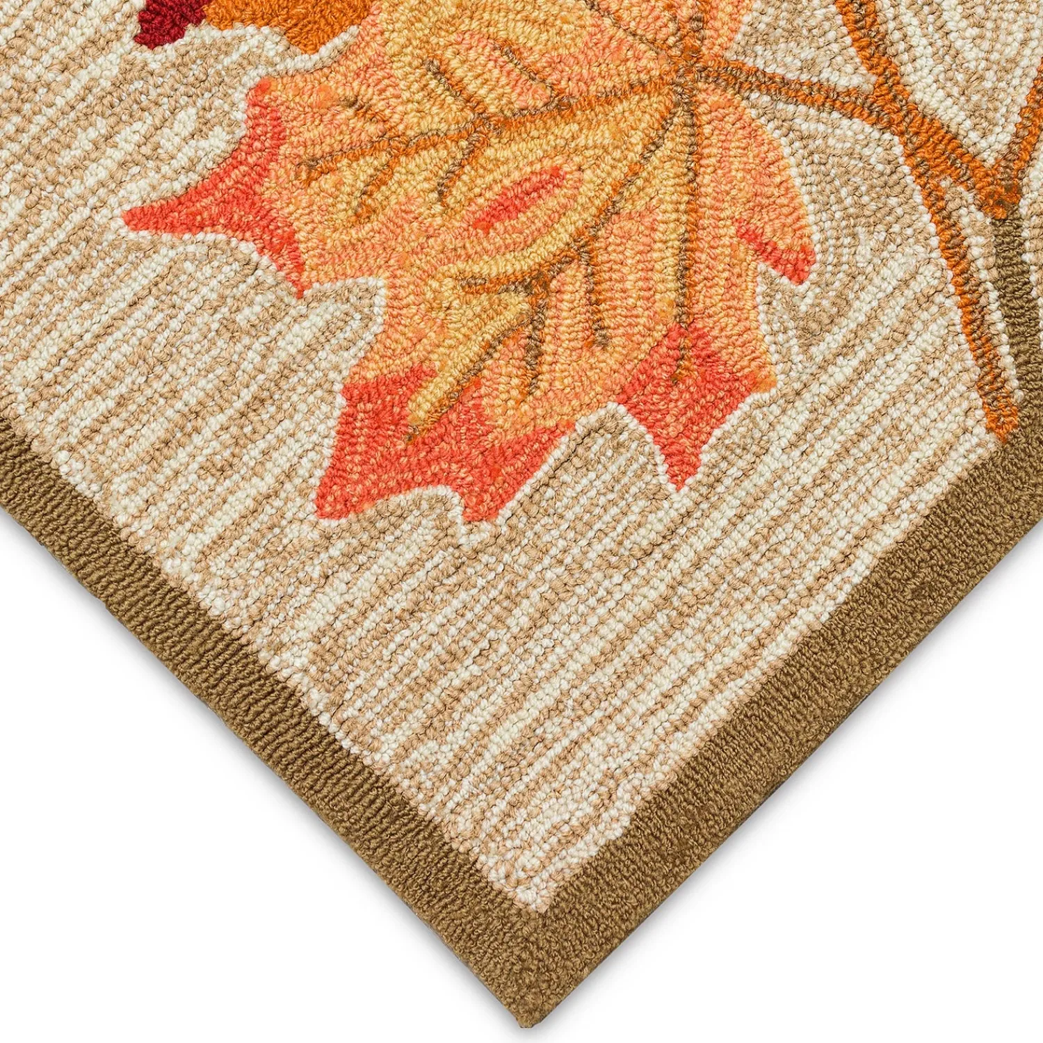 Plow & Hearth Area Rugs>Indoor/Outdoor Falling Leaves Border Rug, 3'6" x 5'6"