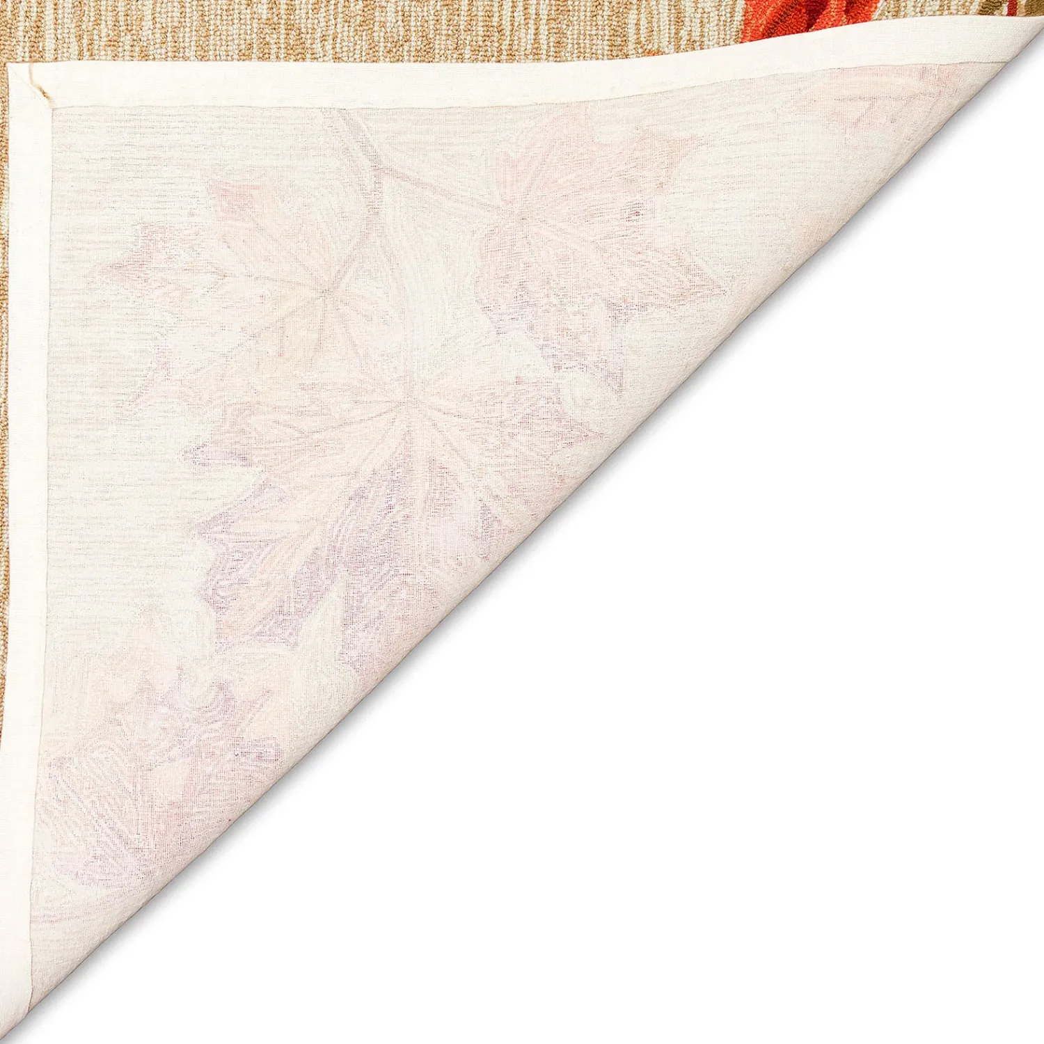 Plow & Hearth Area Rugs>Indoor/Outdoor Falling Leaves Border Rug, 3'6" x 5'6"