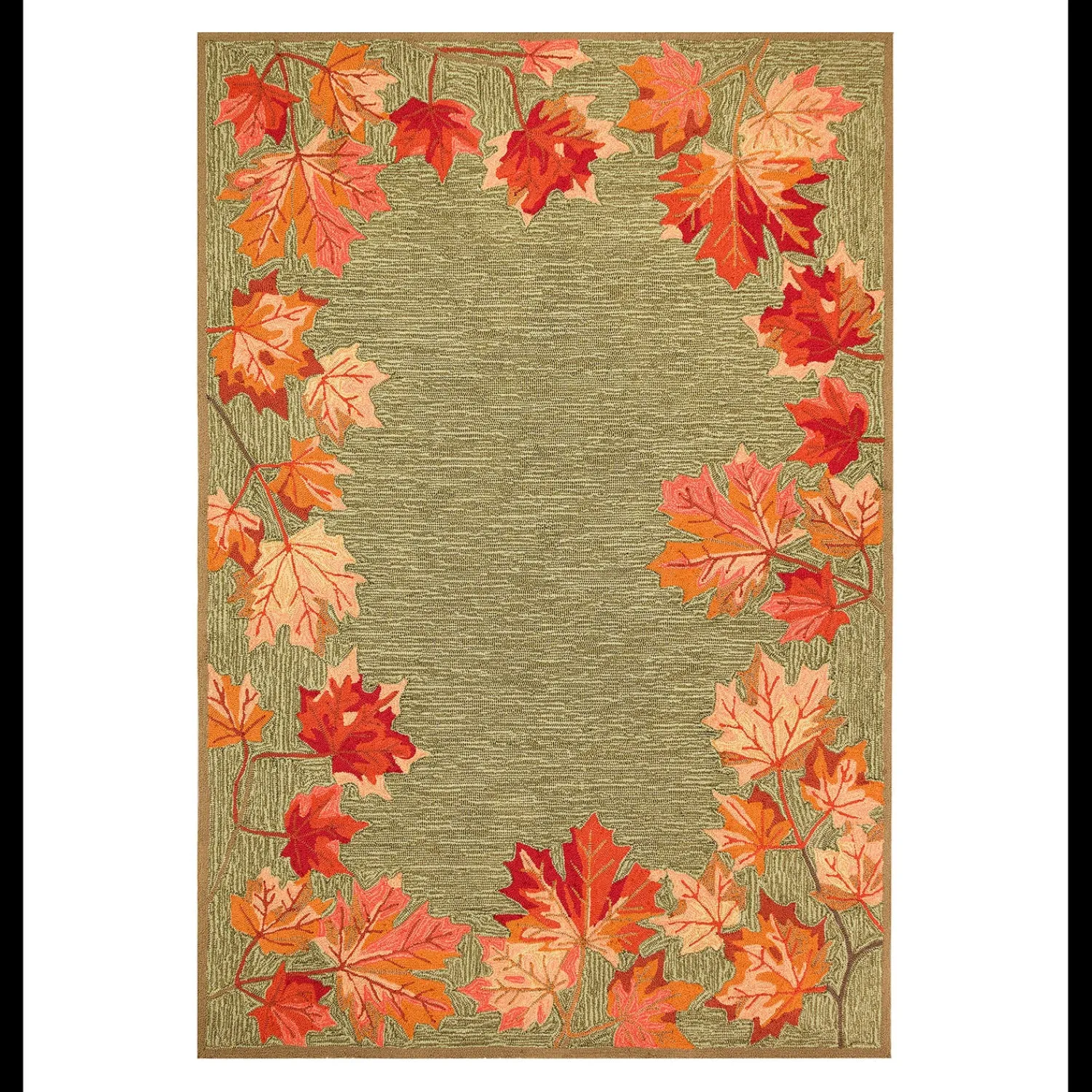 Plow & Hearth Area Rugs>Indoor/Outdoor Falling Leaves Border Rug, 3'6" x 5'6"