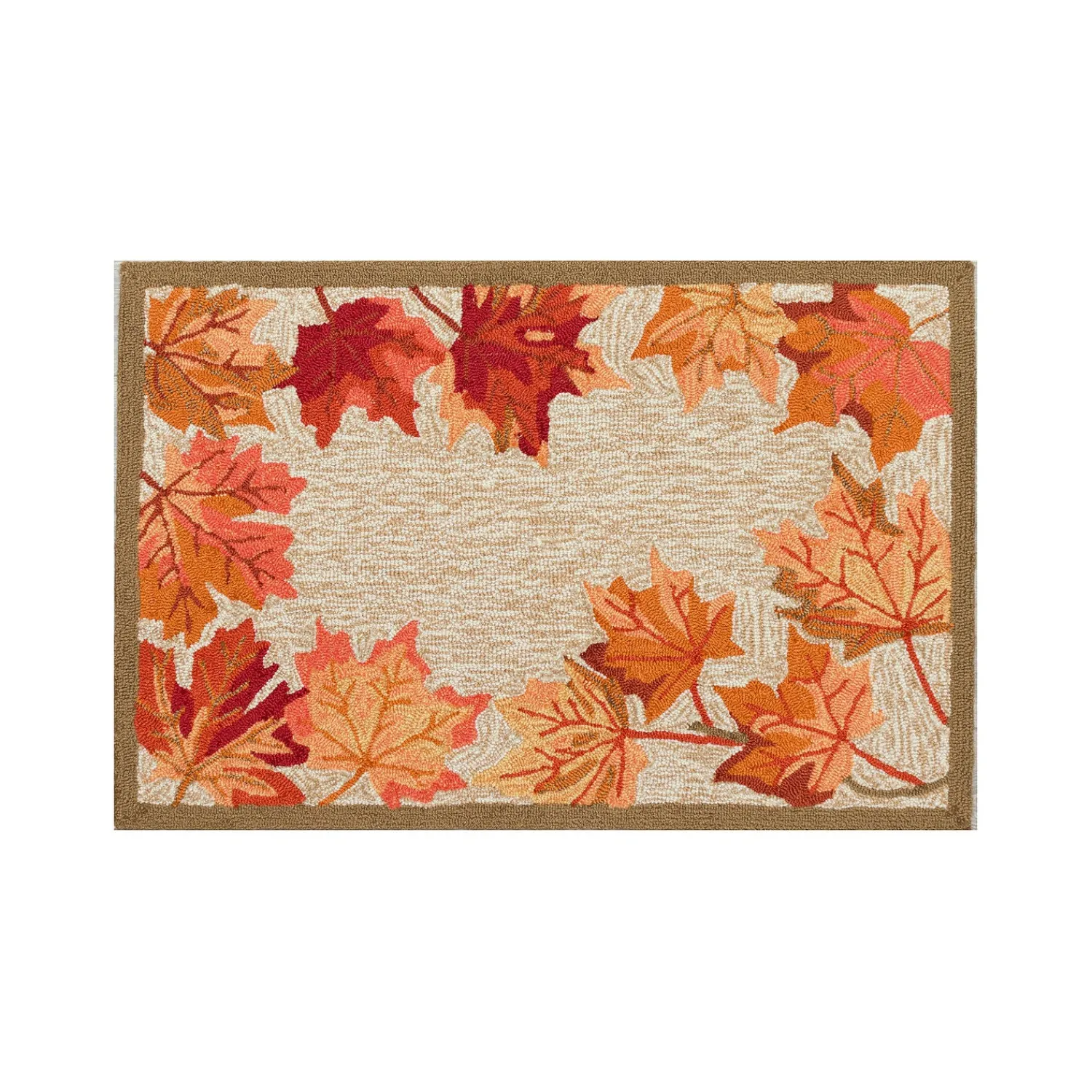 Plow & Hearth Area Rugs>Indoor/Outdoor Falling Leaves Border Rug, 3'6" x 5'6"