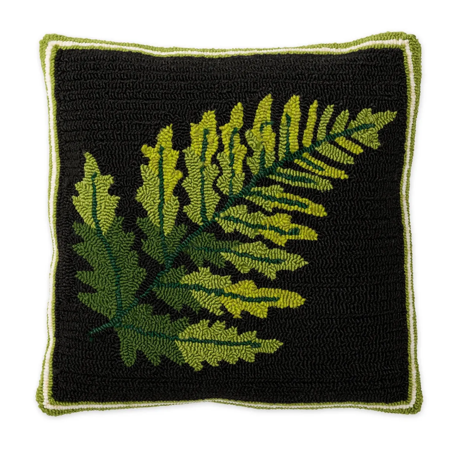 Plow & Hearth Decorative Pillows>Indoor/Outdoor Fern Hooked Throw Pillow