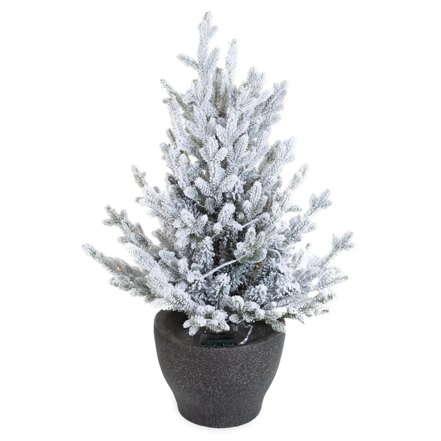 Plow & Hearth Lighted Trees & Garlands>Indoor/Outdoor Flocked Roanoke Spruce Potted Tree with Warm White LEDs