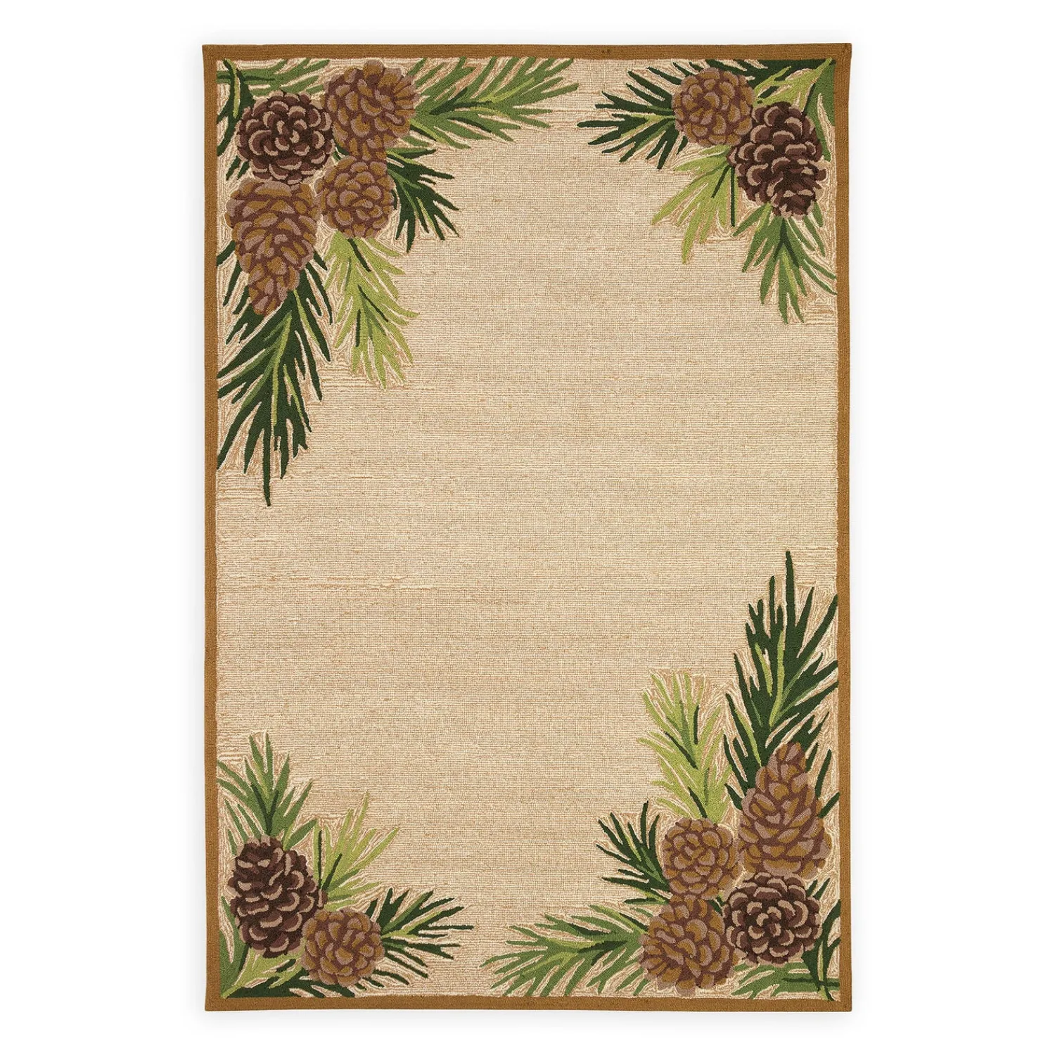 Plow & Hearth Area Rugs>Indoor/Outdoor Forest Lake Border Rug, 5' x 7'6" Natural