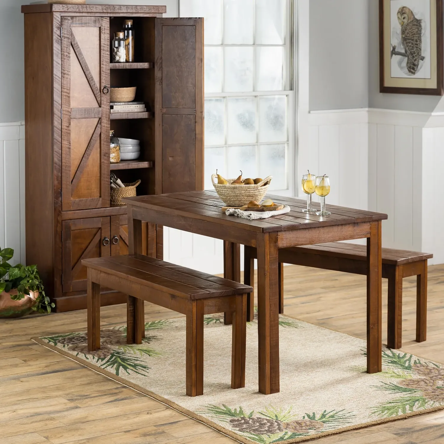 Plow & Hearth Area Rugs>Indoor/Outdoor Forest Lake Border Rug, 7'6" x 9'6" Natural