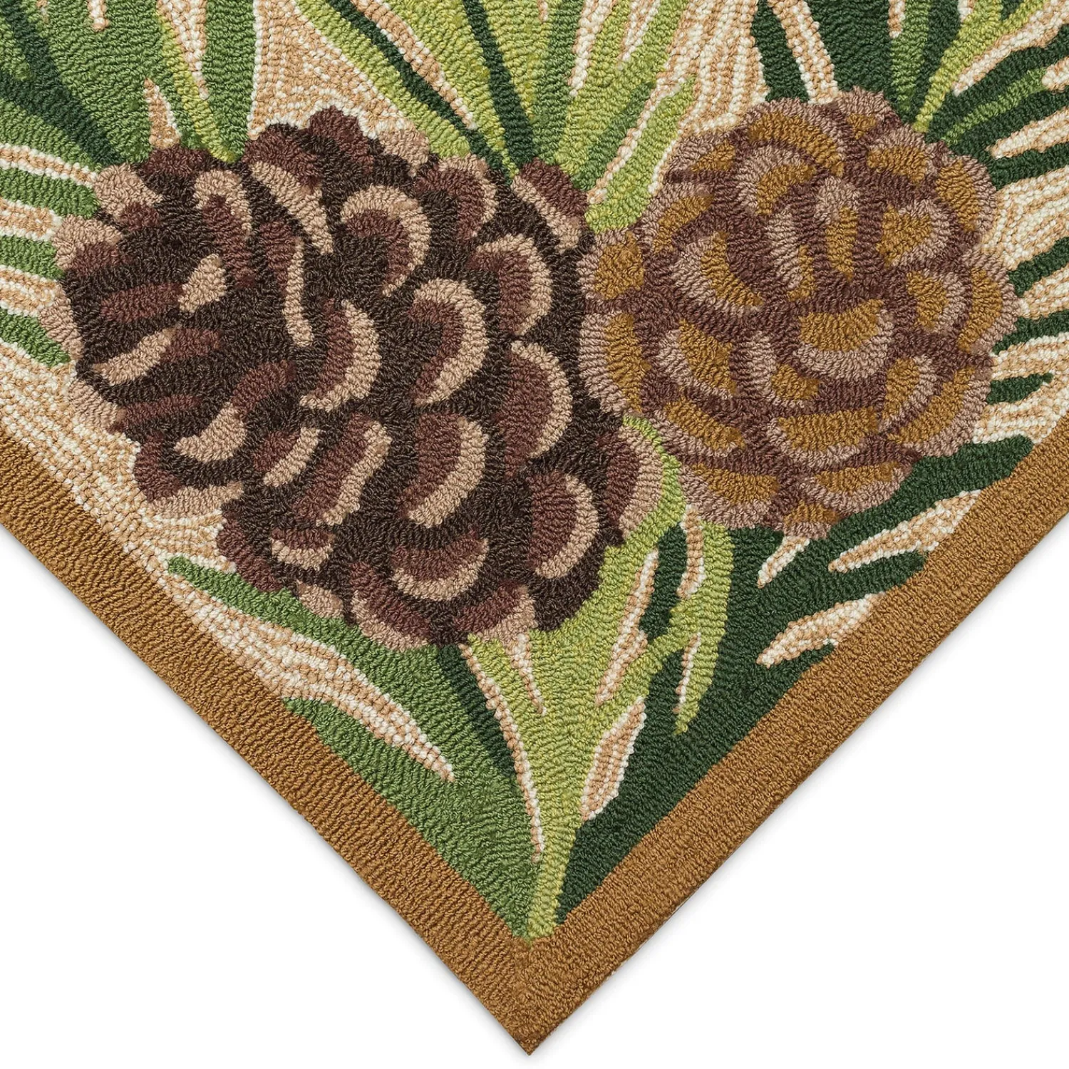 Plow & Hearth Runners>Indoor/Outdoor Forest Lake Border Rug, 2' x 8' Runner Natural