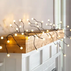 Plow & Hearth Lighted Trees & Garlands>Indoor/Outdoor Globe Lighted Branch Garland with 48 Lights
