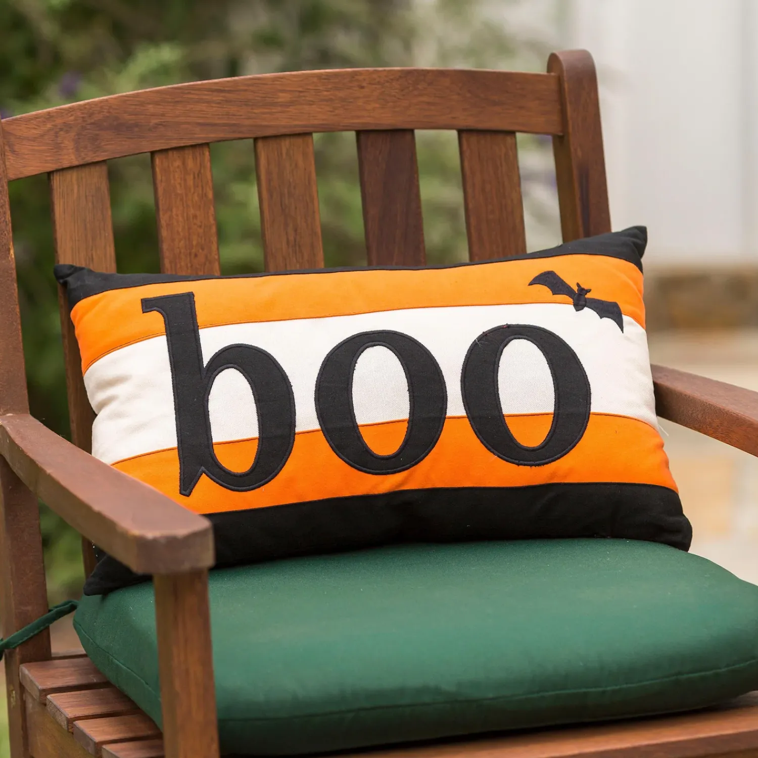Plow & Hearth Outdoor Throw Pillows|Decorative Pillows>Indoor/Outdoor Halloween Boo Lumbar Cotton Throw Pillow