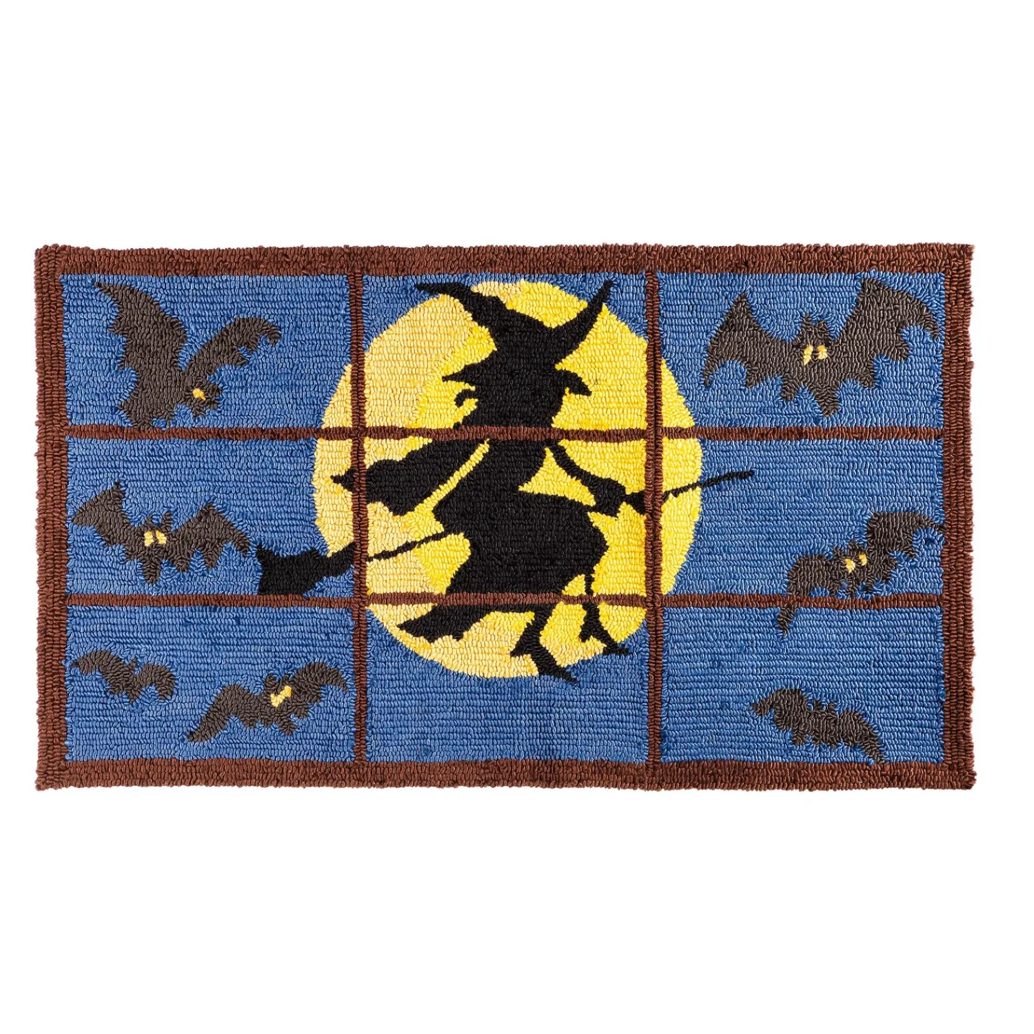 Plow & Hearth Hooked Rugs>Indoor/Outdoor Halloween Flying Witch Hooked Accent Rug