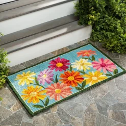 Plow & Hearth Hooked Rugs>Indoor/Outdoor Hand-Hooked Polypropylene Pastel Posies Accent Rug