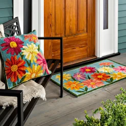 Plow & Hearth Hooked Rugs>Indoor/Outdoor Hand-Hooked Polypropylene Pastel Posies Accent Rug