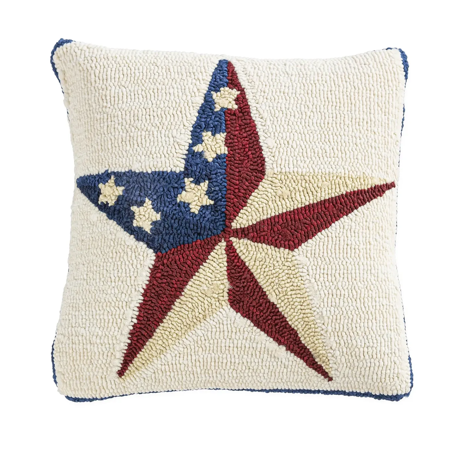 Plow & Hearth Decorative Pillows>Indoor/Outdoor Hand-Hooked Star Throw Pillow