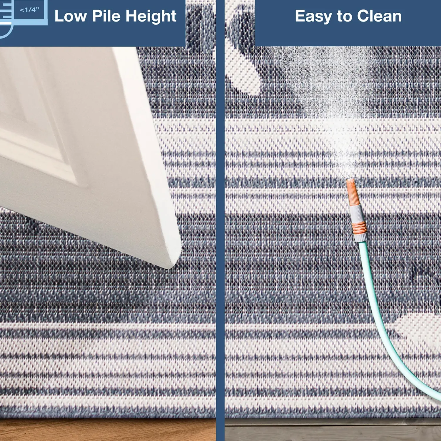 Plow & Hearth Area Rugs>Indoor/Outdoor Honey Bees Rug, 7'10" x 9'10" Navy